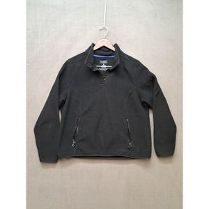 Vtg LL Bean Womens XL 1/4 Snap Fleece Pullover Jacket Long Sleeve Outdoor Black
